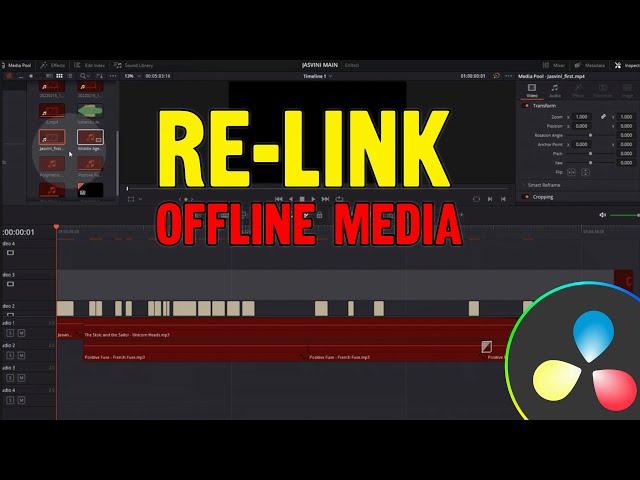 FIXED: Relinking Offline Media in DaVinci Resolve | Resolve How to fix Media offline Relink Clips