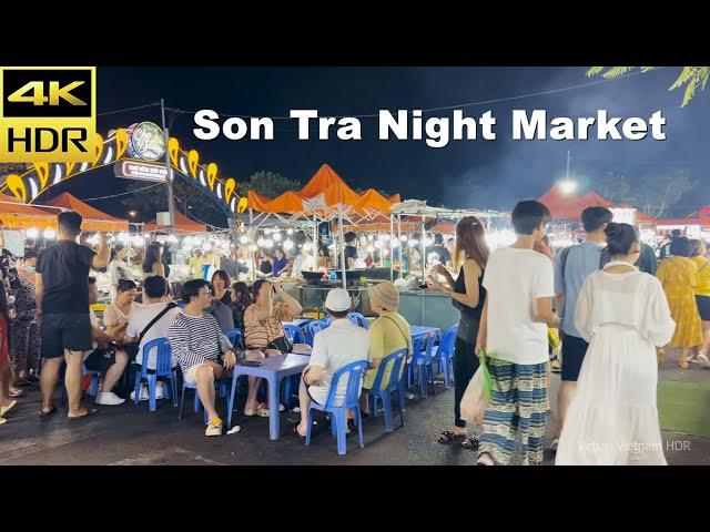 4K HDR | Walking Son Tra Night Market in Da Nang | Vietnam 2023 - With Captions