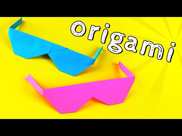 Origami glasses. How to make glasses out of paper without glue. Easy craft for kids paper glasses