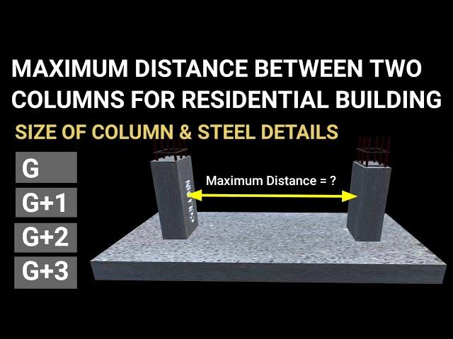 Maximum distance between two columns | Column size and steel details for G+1,G+2,G+3| Civil tutor |