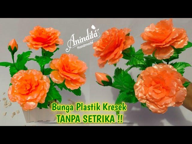 DIY//Cara Mudah Membuat Bunga Kresek Tanpa Setrika//How to make flower from plastic bags