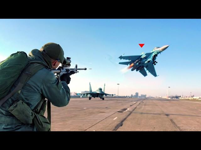 INCREDIBLE EVENT! Sniper hit the Russian SU34 Fighter Jets with an accurate shot