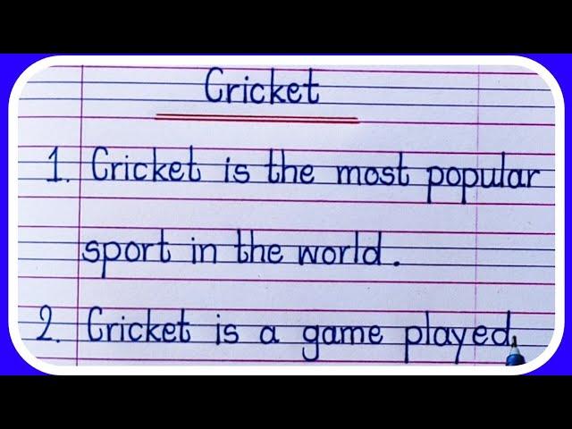 10 lines on Cricket/Ten lines Essay on Cricket in English Writing