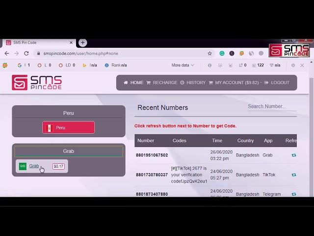 Grab app verification by using smspincode