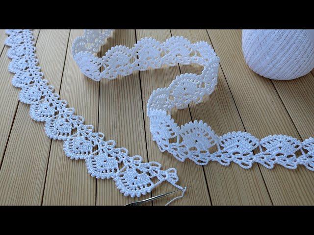 КРУЖЕВО КРЮЧКОМ простое ВЯЗАНИЕ для начинающих КАЙМА схема узора Easy to Crochet Tape Lace pattern