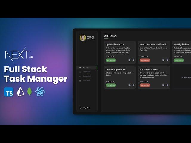 Build a Fullstack Task Manager Application: Next.js, React, Prisma, MongoDB - Full Tutorial