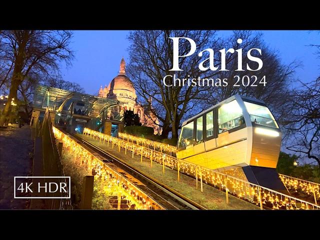 PARIS, FRANCE  ⭐️- CHRISTMAS WALK IN MONTMARTRE at NIGHT - PARIS CHRISTMAS 2024  [4K HDR]