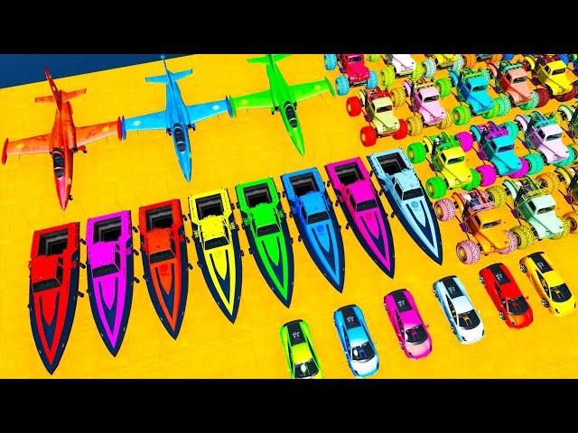 GTA V Mods Super Stunt Car Racing Challenge By SPIDER-MAN With Amazing Super Car Planes and Boats