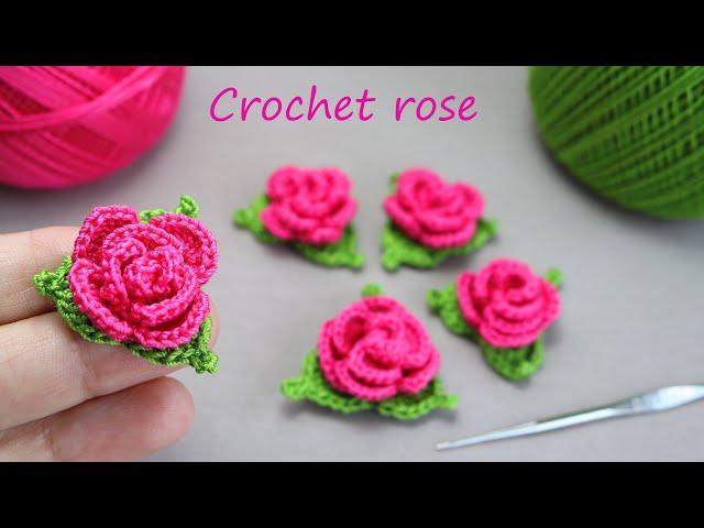 Beautiful and very easy to crochet ROSE FLOWER for beginners ВЯЗАНИЕ КРЮЧКОМ цветы МАЛЕНЬКИЕ РОЗОЧКИ