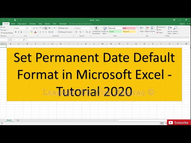 Set Permanent Date Default Format in Microsoft Excel  Tutorial 2020