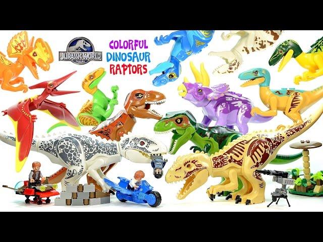 Jurassic World Colorful Dinosaur Variants Indominus rex & Tyrannosaurus rex Unofficial LEGO Set