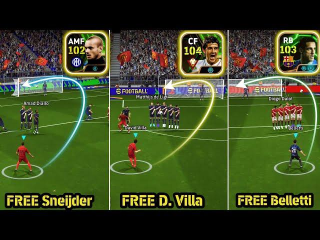 FREE D. VILLA 104 + 102 Sneijder + 103 Belletti Epic = ?  | Best FREE Epic ?  || efootball 2025