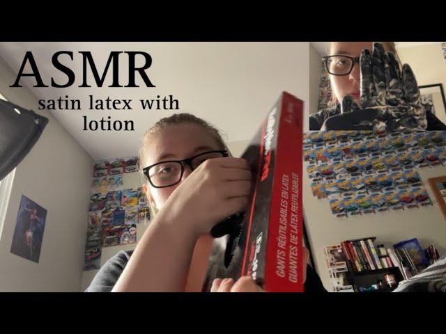 ASMR satin latex gloves with lotion