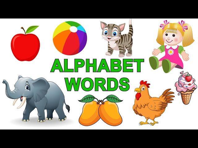 Learn Alphabet a to z with Words | 26 Most Common words | Alphabet Letters and Words