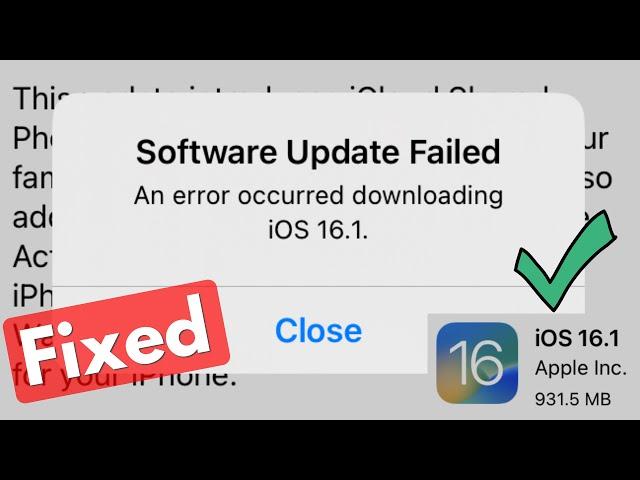 Fix software update failed an error occurred downloading ios 16.1