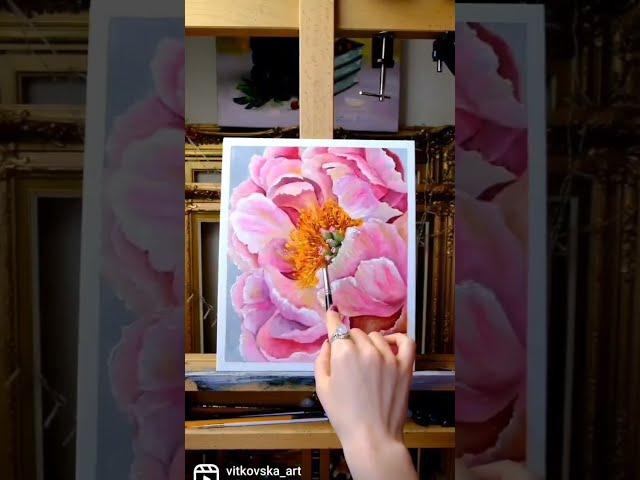 Oil painting  peony 