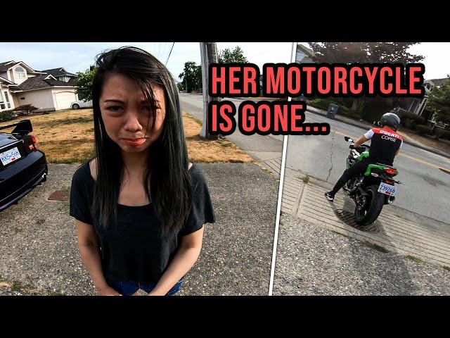 Saying Goodbye to her first Motorcycle... (She cried )