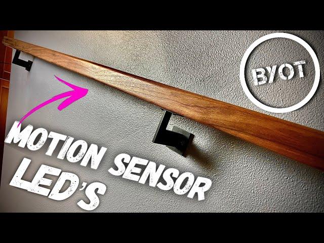 How To Install Stair Handrail On Stairs : DIY WALNUT RAIL WITH MOTION SENSOR LIGHT