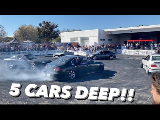 MOST INSANE 5 CAR TANDEM DONUTS IVE EVER SEEN!!!!