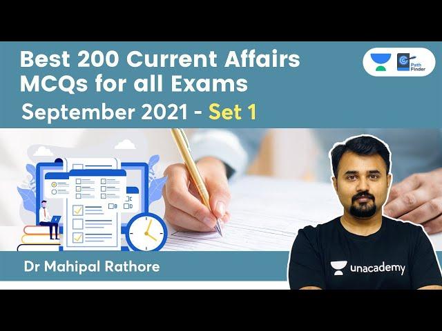 Best 200 SEPTEMBER 2021 Current Affairs MCQs for All Exams by Dr Mahipal Rathore l  SET 1