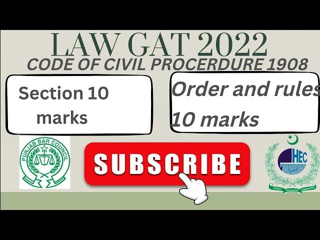 LAW GAT 2022 CPC SECTIONS PORTION 10 MARKS FULL SYLLABUS WITH DETAILED LECTURE #1MOST USEFUL VIDEOS