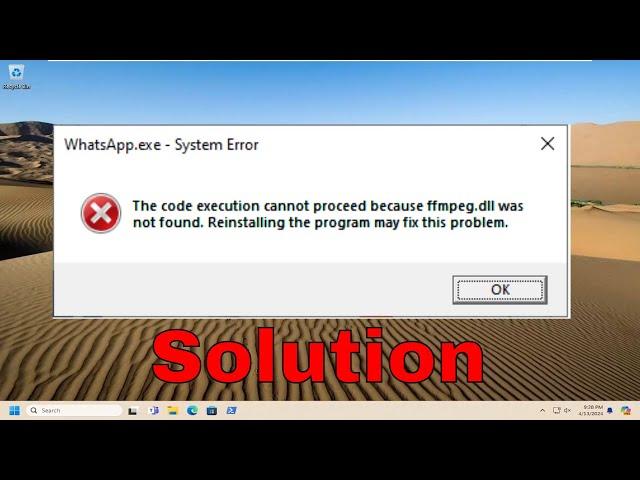 The Code Execution Cannot Proceed Because Ffmpeg.dll Was Not Found [Solution]