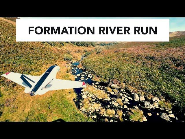 ️ First River Run in Formation ️️ FPV Wing Ritewing Zcon Follows AtomRC Dolphin