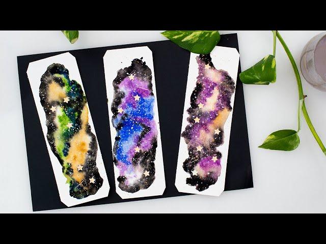 Watercolor nebula bookmarks for beginners