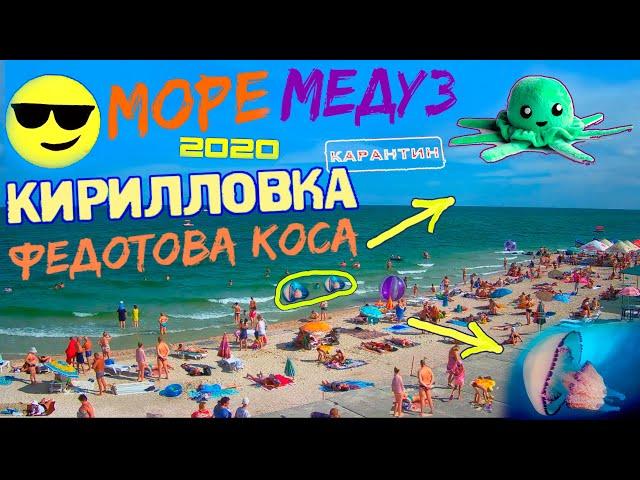 Кирилловка 2020 Медузы Азовское Море Цены! Дорога на Федотова Коса Пляж Купаемся Волны