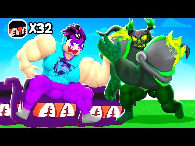 Equipping 32 HUGE Ninja Krakens to Beat the Mutant King -- Arm Wrestle SImulator!