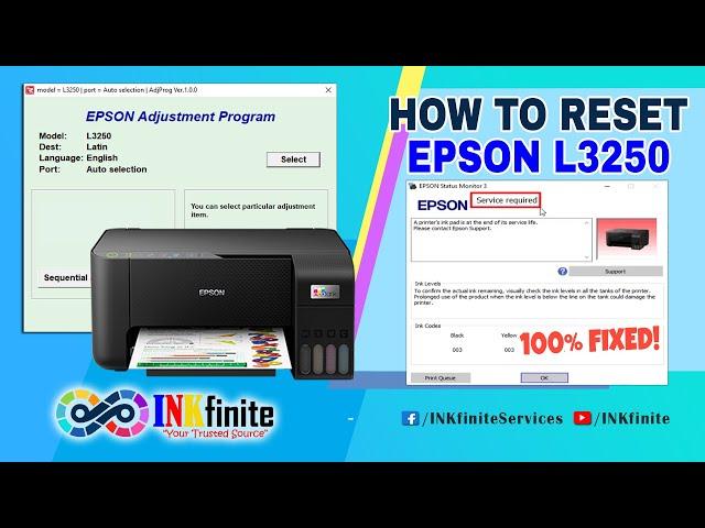 How to Reset EPSON L3250 Printer with Resetter | INKfinite