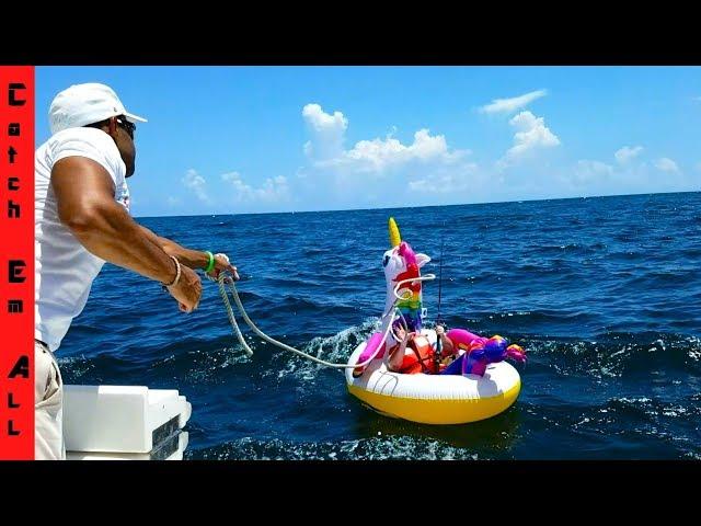 SHARK PULLS Guy 2 MILES in OCEAN on UNICORN POOL FLOATY!