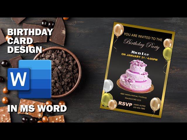 Happy Birthday Invitation Card Design in MS Word | Download FREE Template