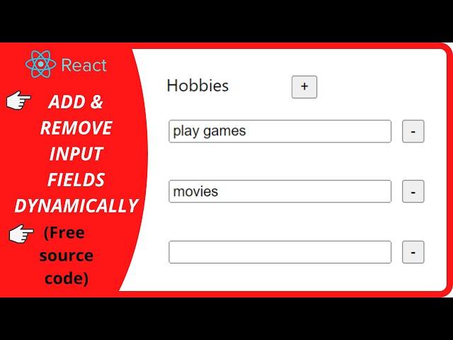 Add or Remove Input Fields Dynamically With React JS  [ React Dynamic Forms From JSON Array ] 