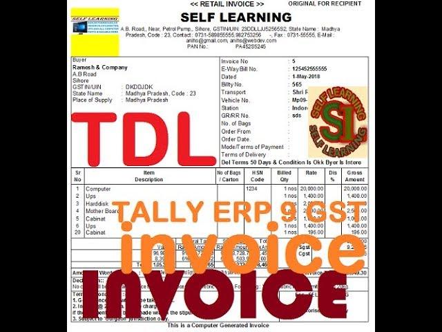 Invoice format in tally erp 9, tally invoice customization tally invoice tdl  :Self Learning