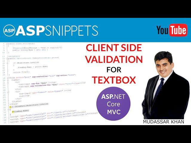 Client Side validation for TextBox in ASP.Net Core MVC