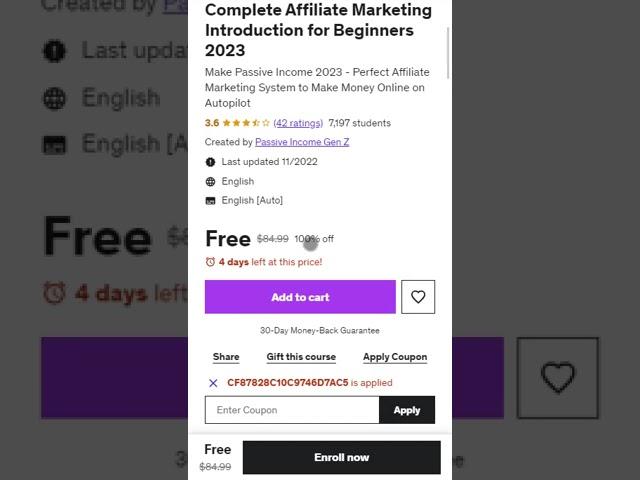 Udemy Coupon Code | Complete Affiliate Marketing Introduction for Beginners 2023