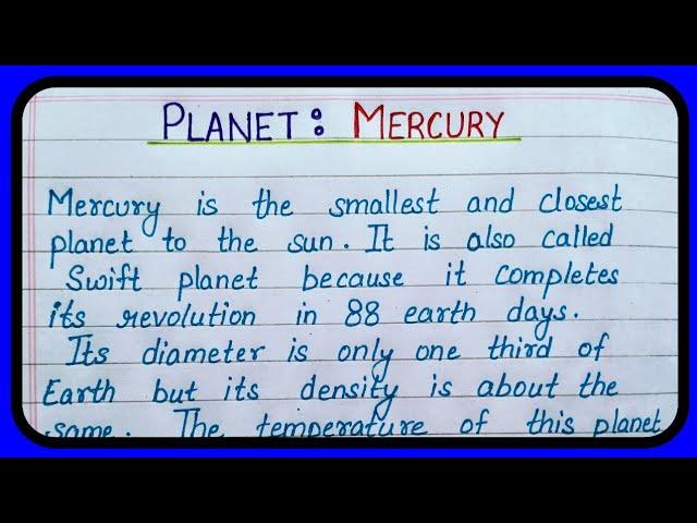 Essay on Planet: Mercury, About planet Mercury, solar system planet Mercury, 1st planet