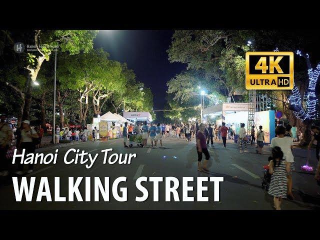 [4K] Hanoi Walking Street around Hoan Kiem lake (in night)