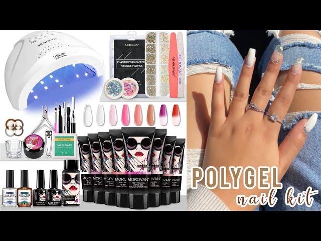 how to do polygel nails at home! *using Morovan polygel nail kit from amazon*