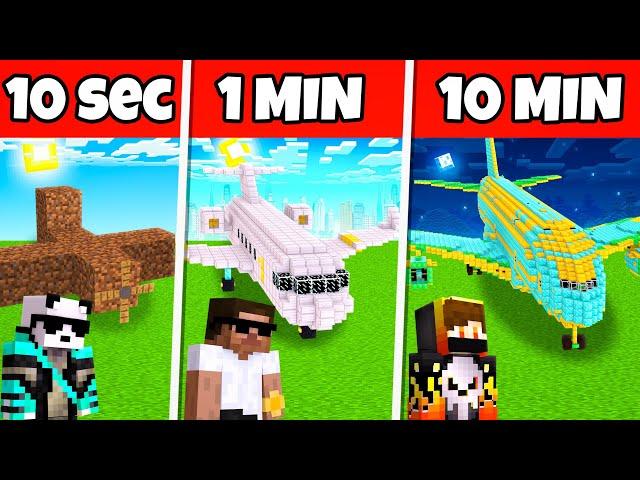  10 Seconds vs 1 Hour - Airplane Build Challenge in Minecraft