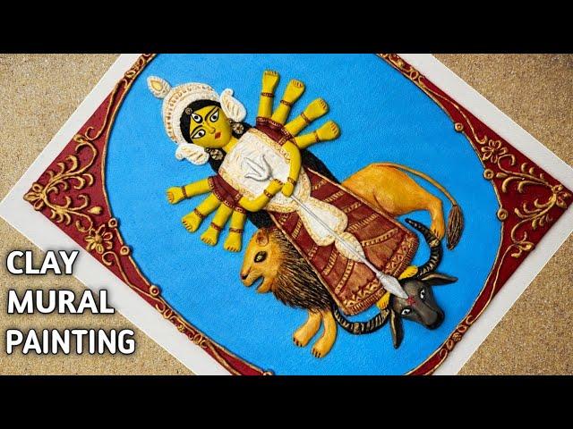 Clay Mural Painting//Maa Durga Clay Wall Hanging// How to make Clay Painting on Canvas