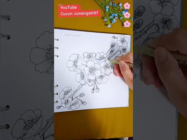 Cherry blossom #art #tutorial #calligraphy #viralvideo #drawing #melukis #painting #shorts #like