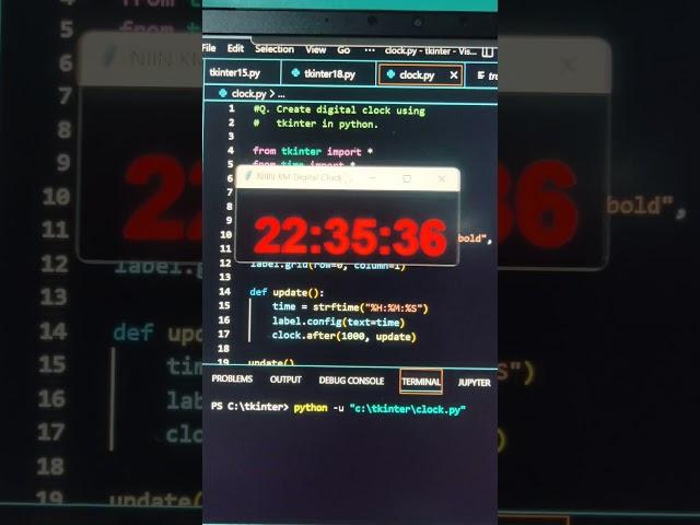 Create a digital clock in python | VS Code #python #shorts