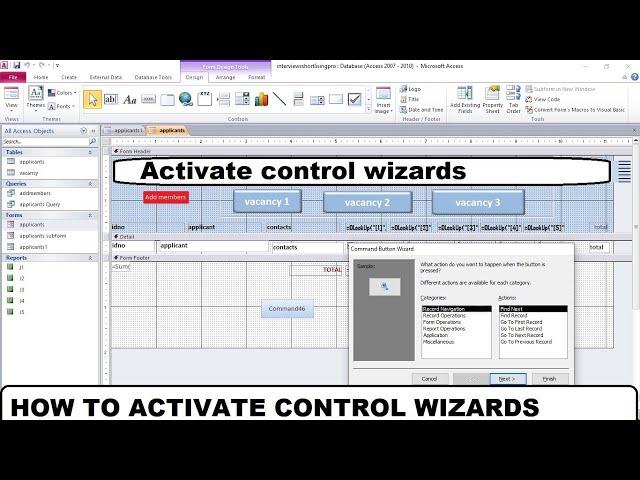 Command Button Wizard doesn't start   Activate control wizards   Microsoft Access Databases   SOLVED