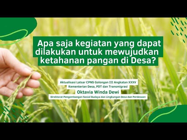 Apa saja kegiatan yang dapat dilakukan untuk mewujudkan ketahanan pangan di Desa?