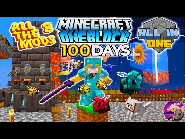 I Played 100 Days In MEGA Modded One Block Sky Block In Minecraft..... And Here's What Happened.....