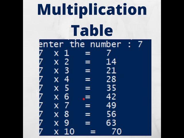 how to create multiplication table using python || python basics project for beginners