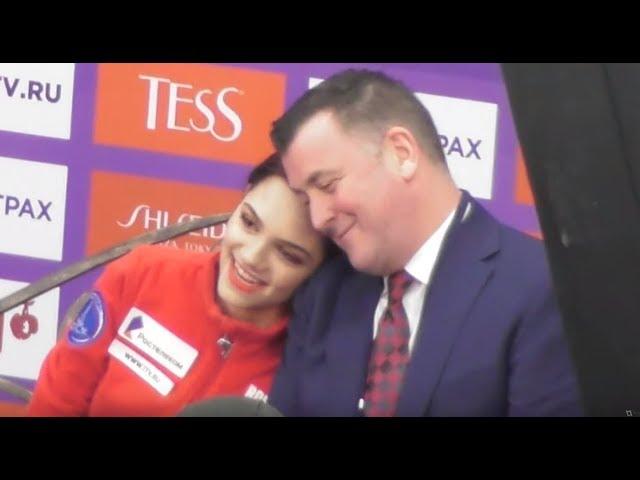 Evgenia Medvedeva and  Brian Orser in kiss and cry FS Rostelecom Cup 2019 Moscow