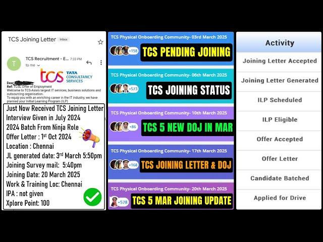 TCS Joining Update, TCS Pending Joining Letter | TCS 5 New DOJ in March | TCS Current Joining Status